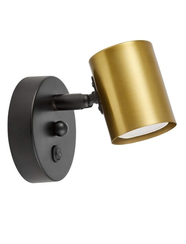 Applique a faretto nero e ottone DORA W1