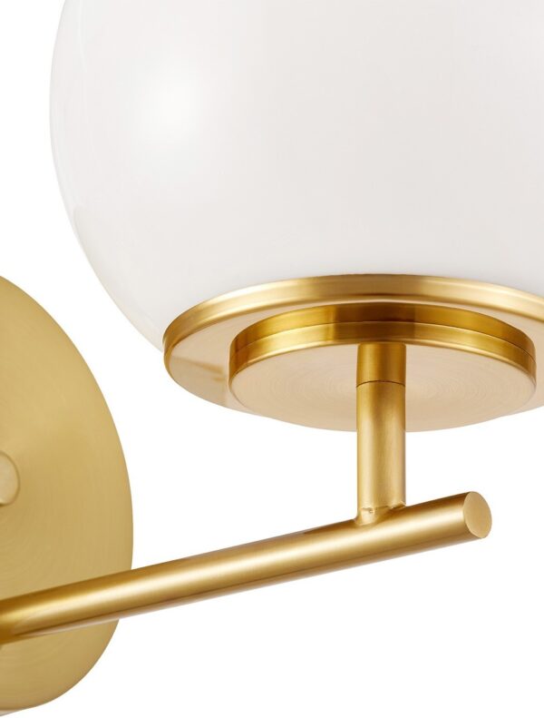 APPLIQUE A parete ottone con sfera vetro bianco ALTONA