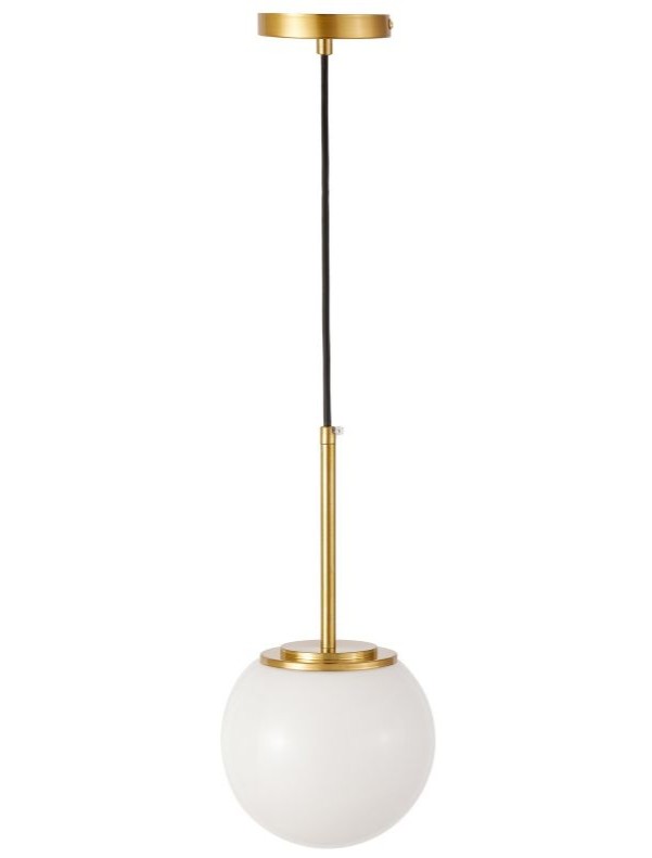 Lampada a sospensione ottone sfera vetro bianco ALTONA