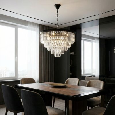 Lampadario cristalli glamour nero CAPRIA D50