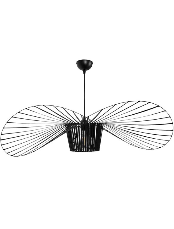 Lampadario design metallo nero e tessuto SOMBRERO D100