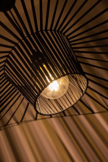 Lampadario moderno design metallo nero e tessuto SOMBRERO D100