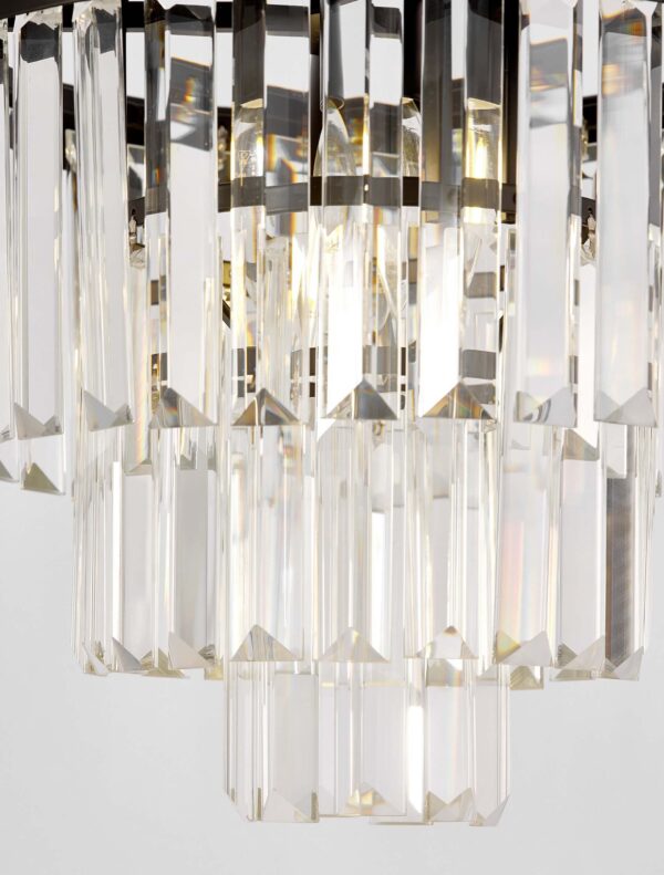 lampadario moderno nero con cristalli sfaccettati