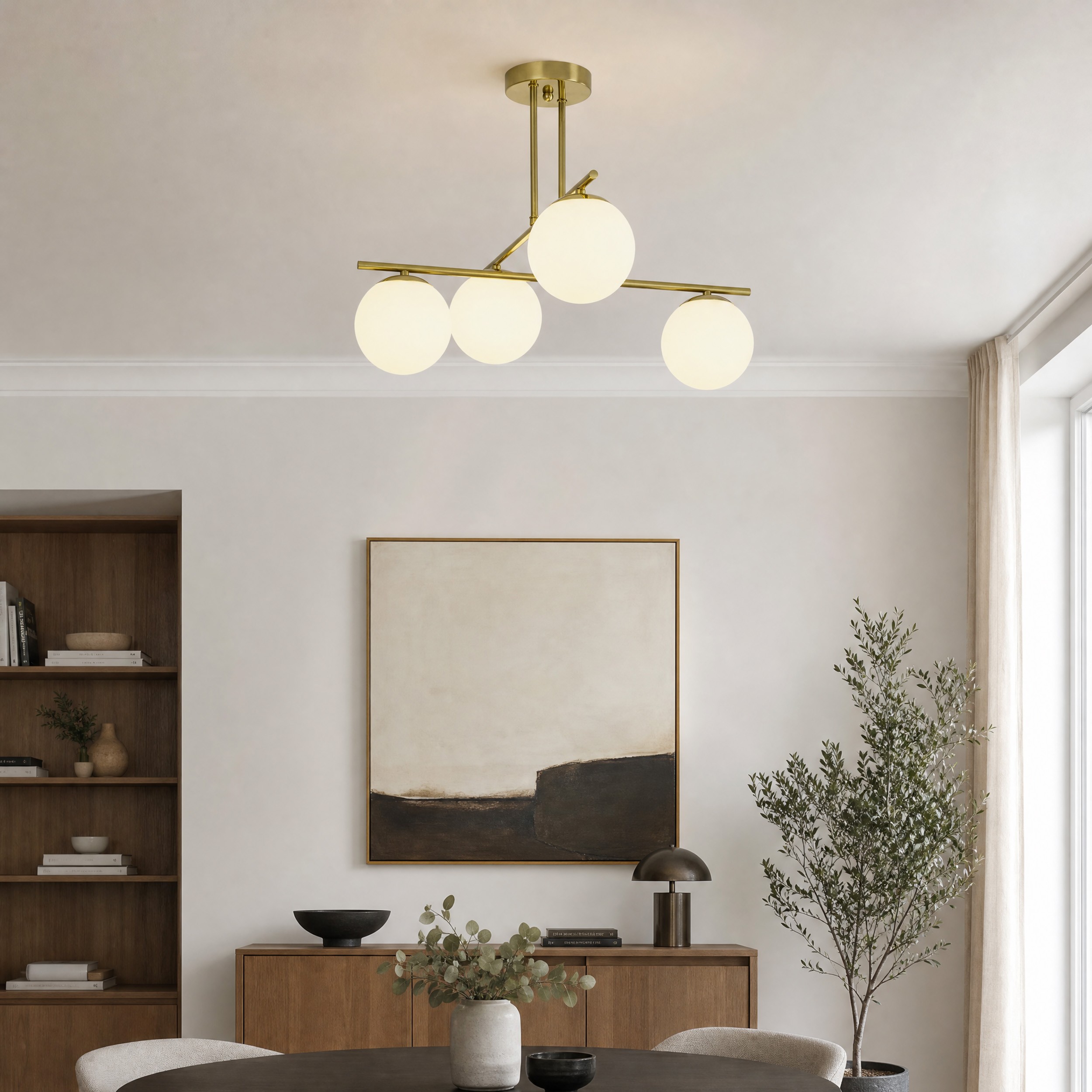Lampada a soffitto ottone 4 sfere in vetro LEDO W4