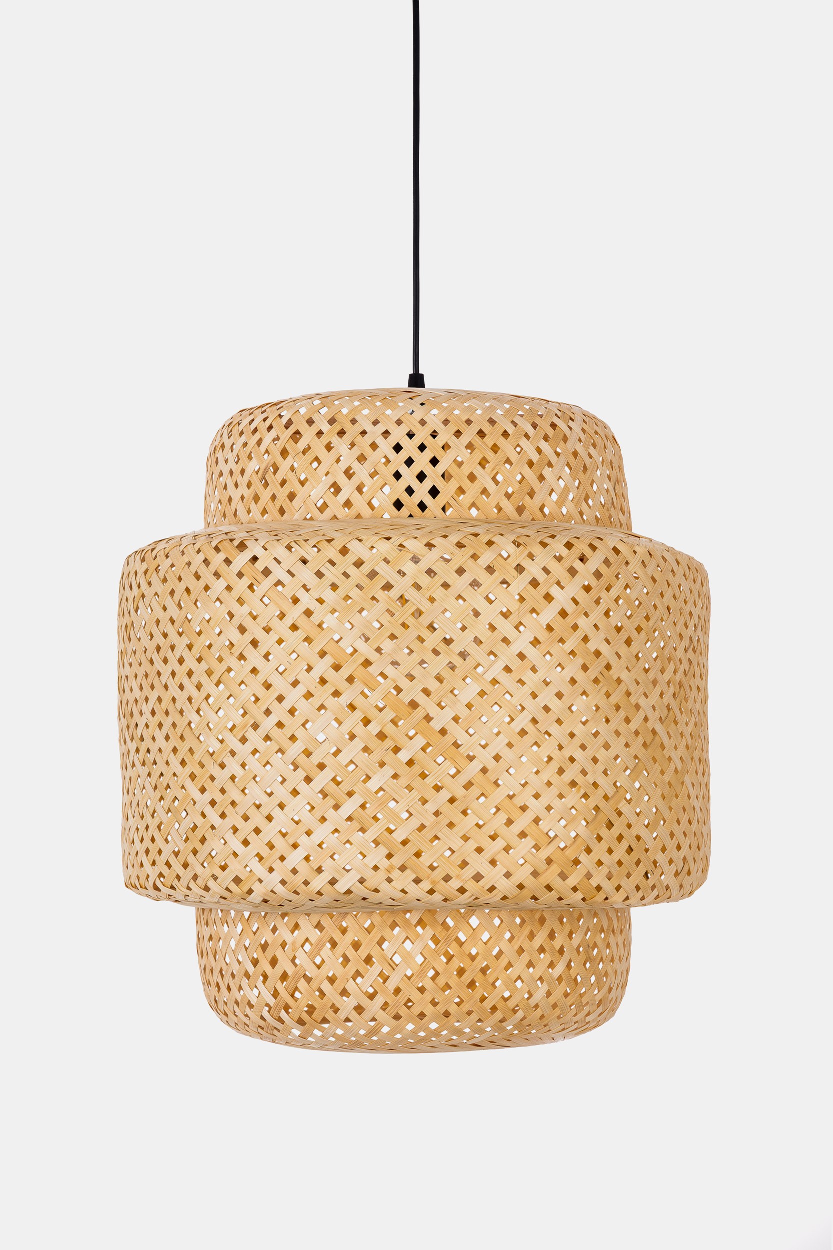 Lampada a sospensione a lanterna in bambù intrecciato BOHO S-D40