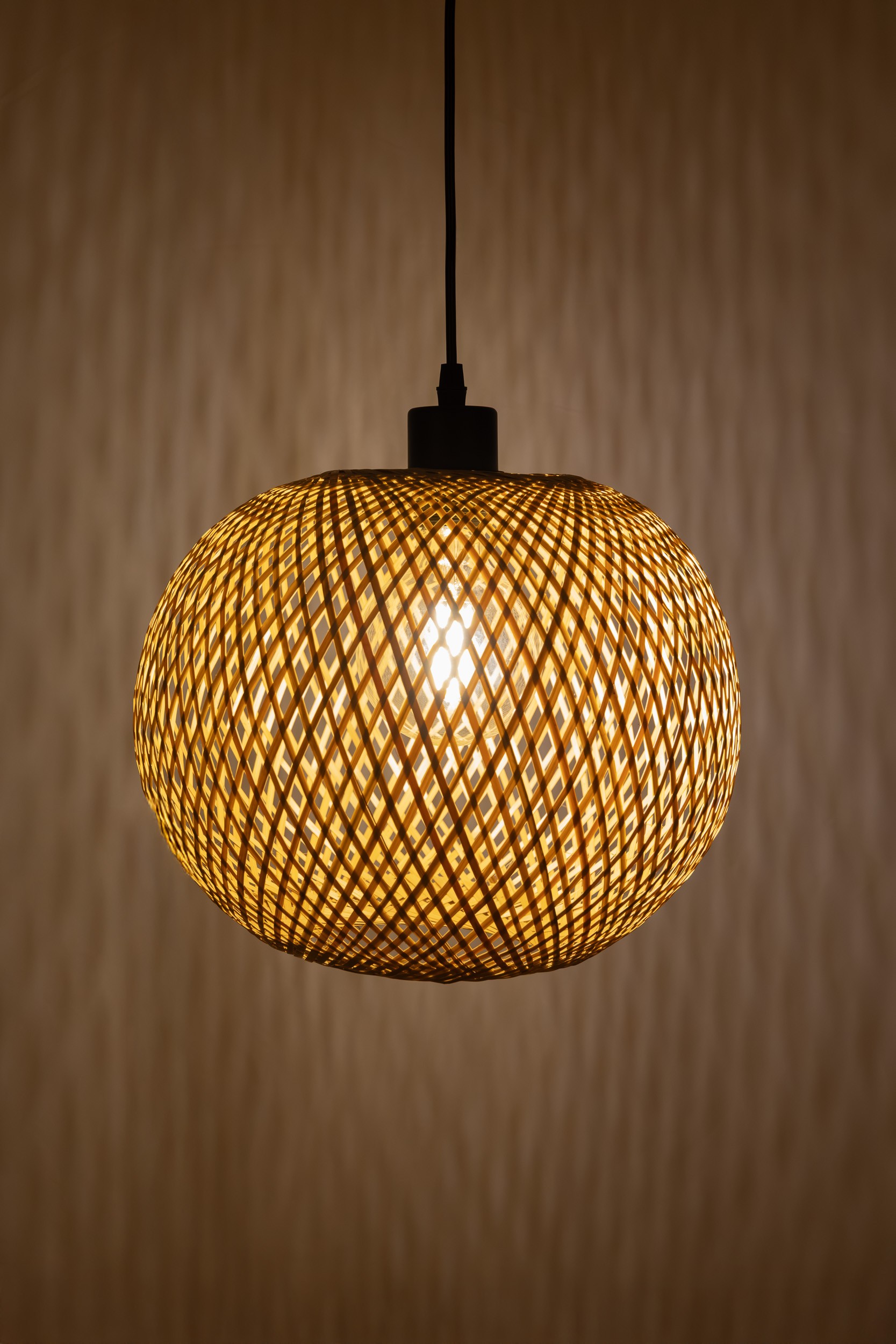 Lampada a sospensione a sfera in bambù BOHO S-D30 - immagine 3
