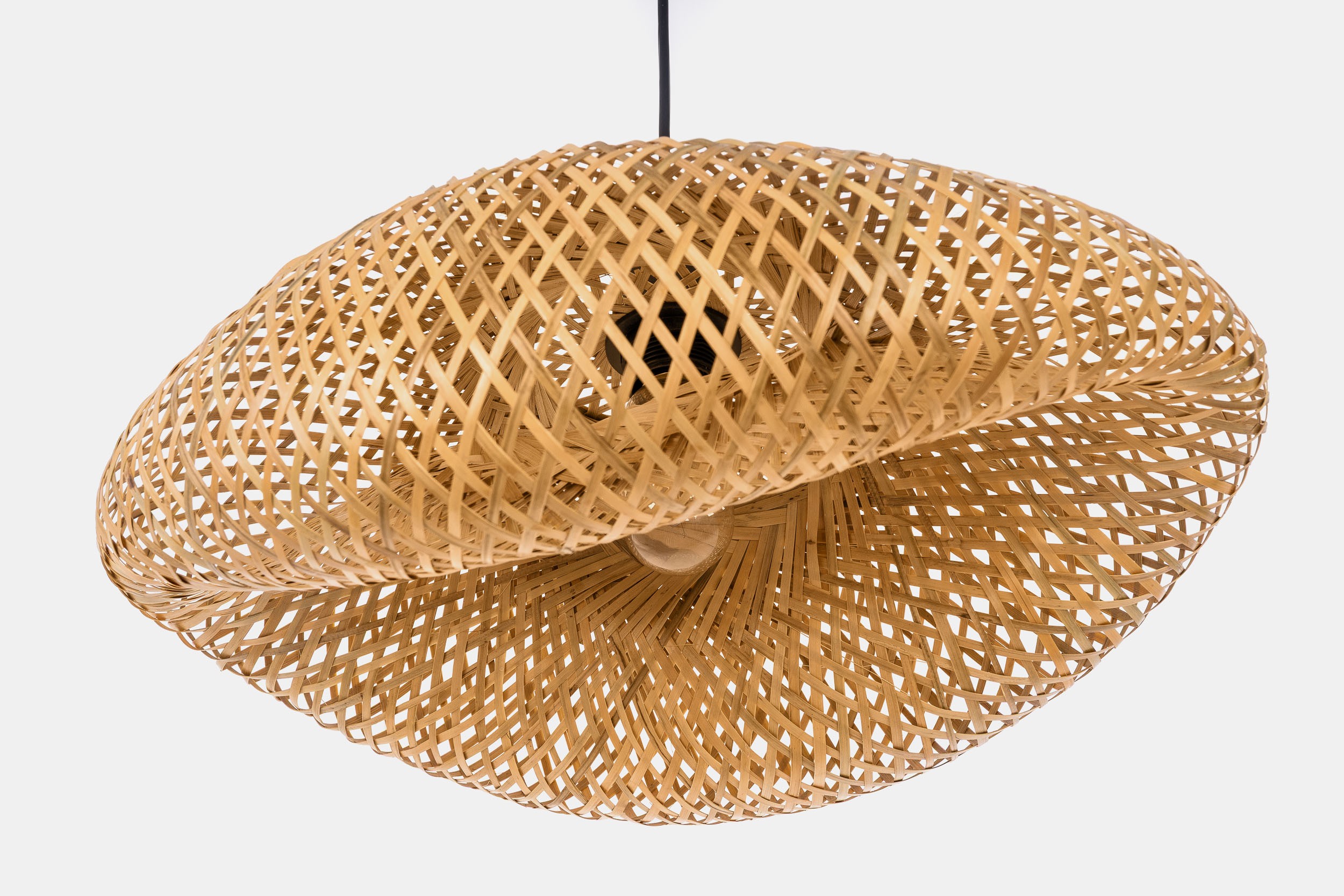 Lampada a sospensione ondulata in bambù BOHO S-D50 - immagine 4