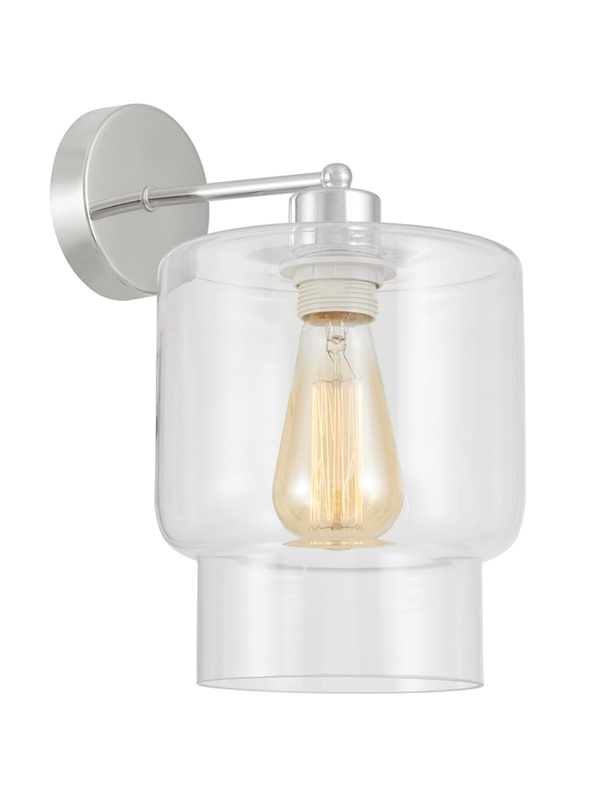 Lampada da parete design moderno cromo e vetro MORO 1C