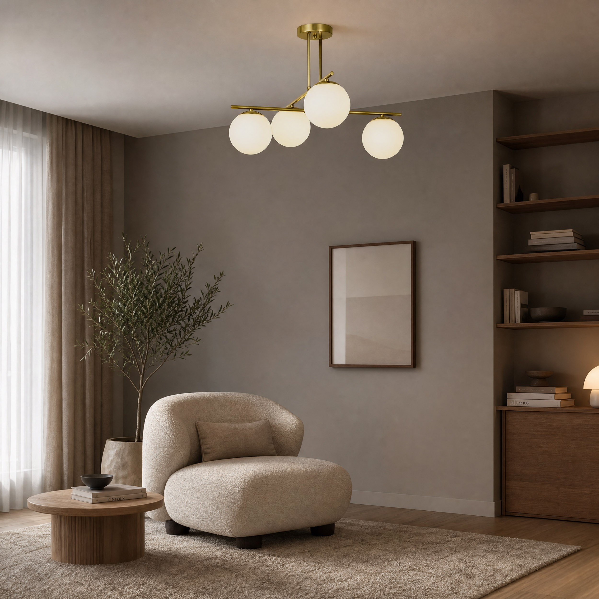 Lampada da soffitto ottone per soggiorno con sfere in vetro LEDO W4