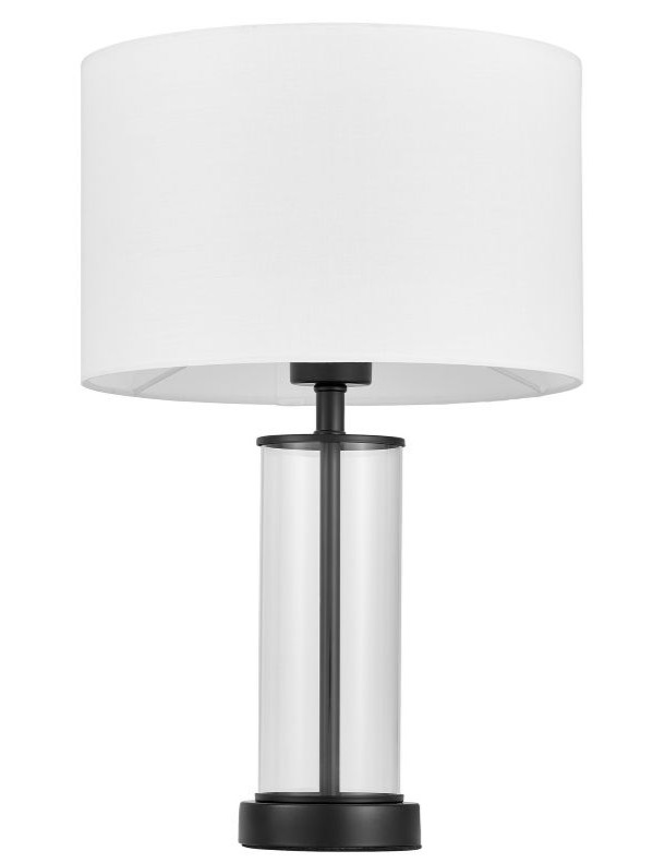 Lampada da tavolo moderna nera e trasparente con paralume bianco LEONA