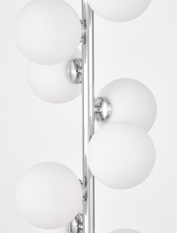 Lampada da terra moderna cromata con sfere bianche PETRICA W9