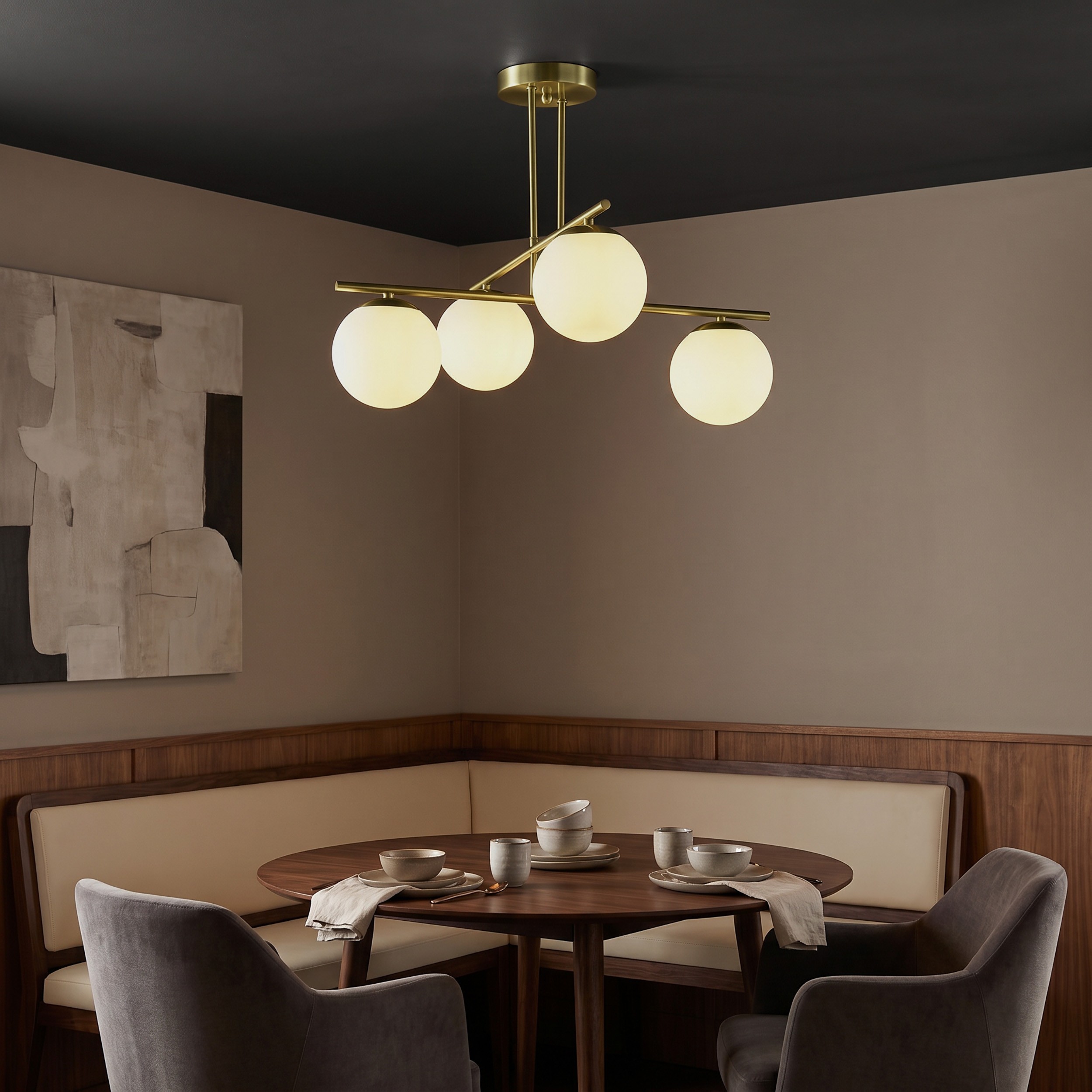 Lampada da soffitto ottone con sfere in vetro bianco LEDO W4 - immagine 9