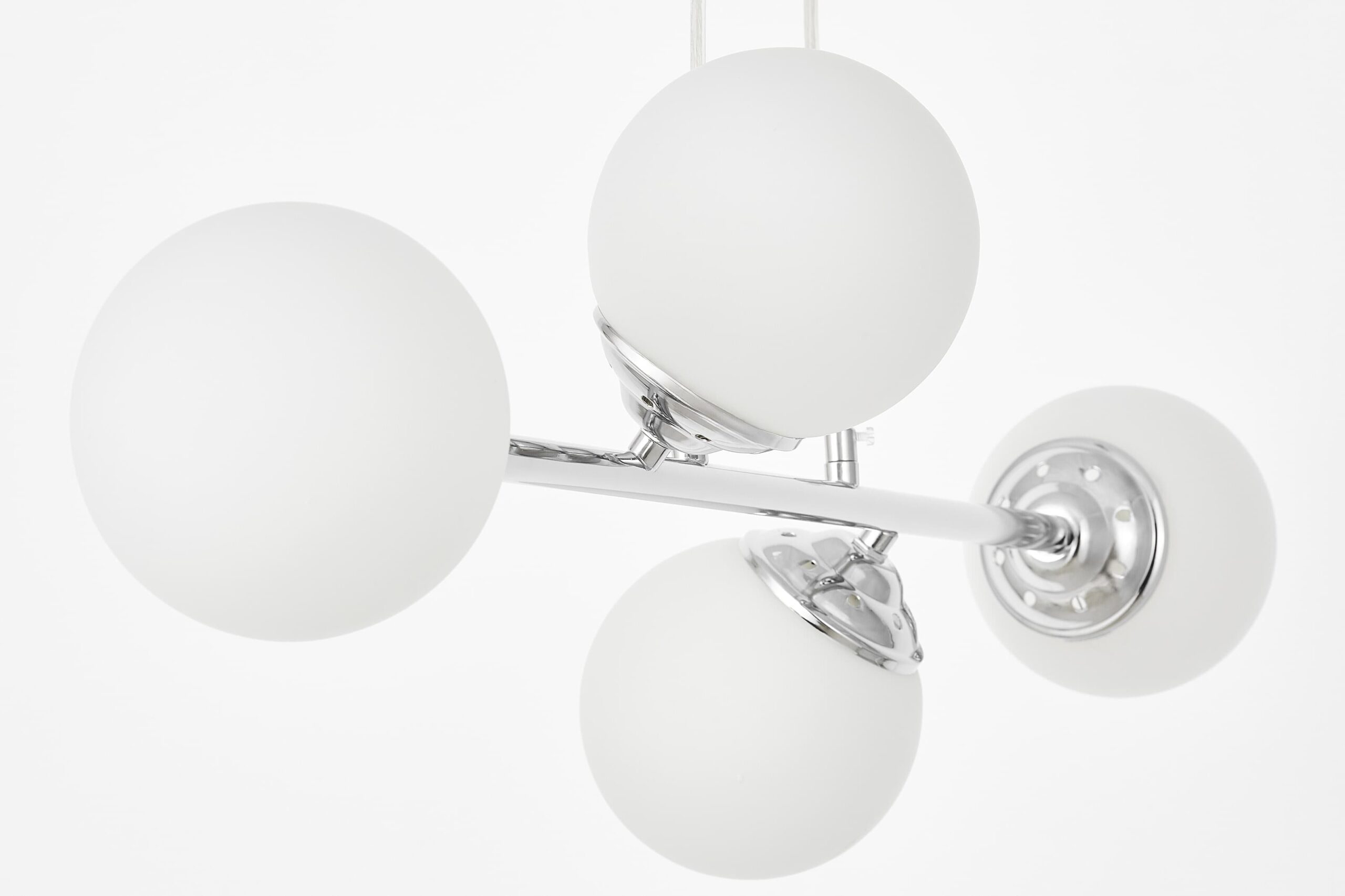 Lampadario moderno cromato con sfere bianche FINO W4 - immagine 2