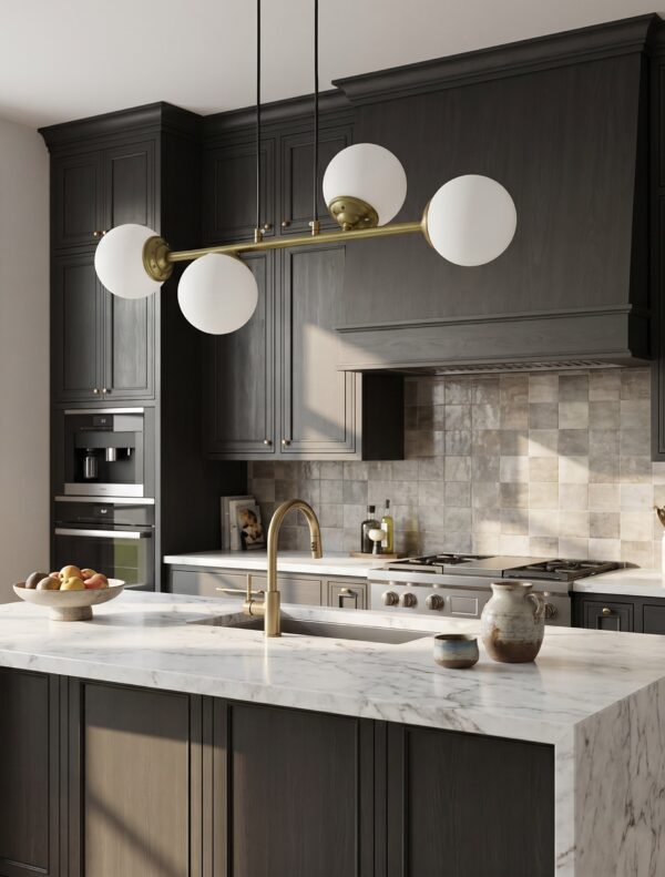 Lampadario a sospensione ottone con sfere in vetro moderno FINO W4