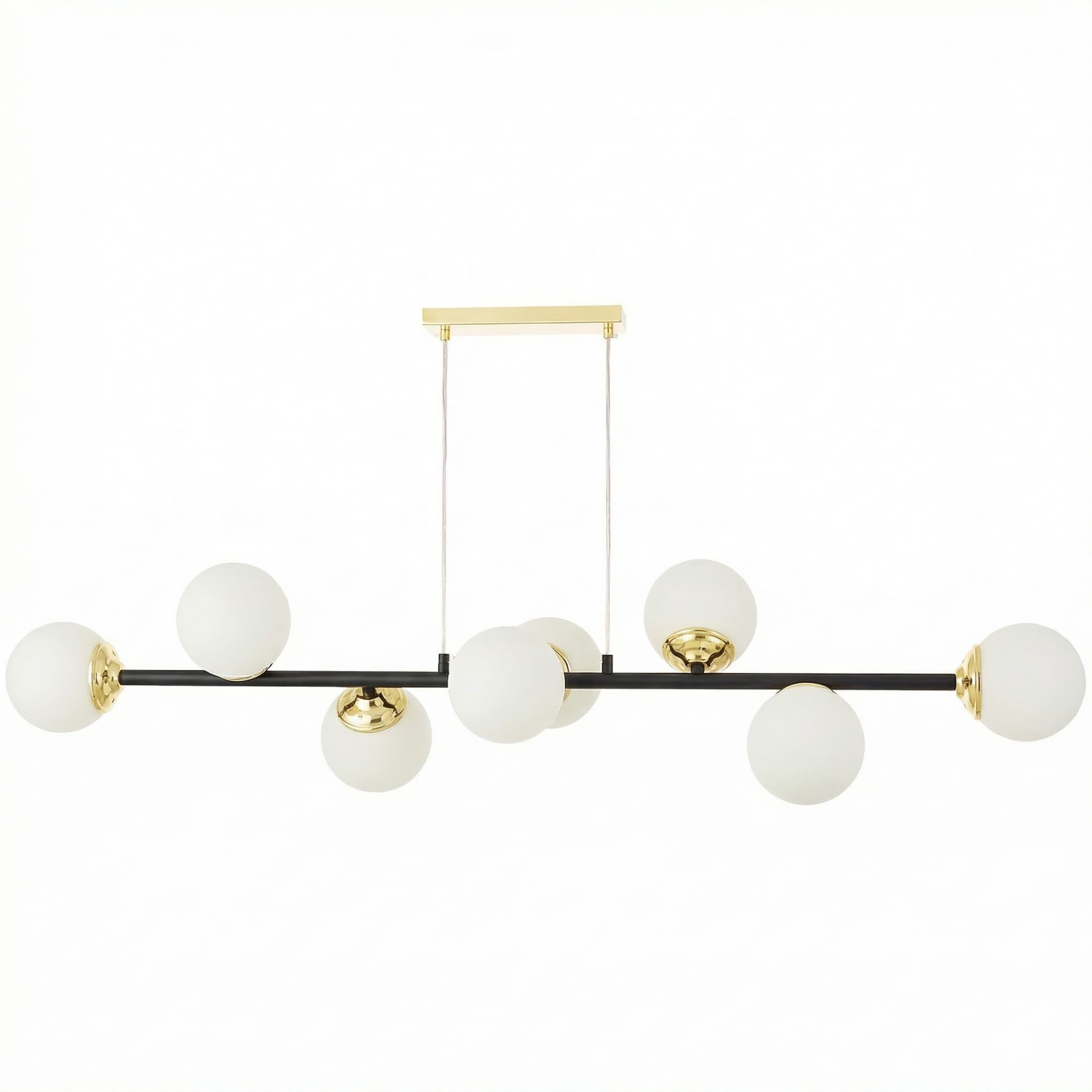 Lampadario lineare nero e oro 8 sfere FINO W8