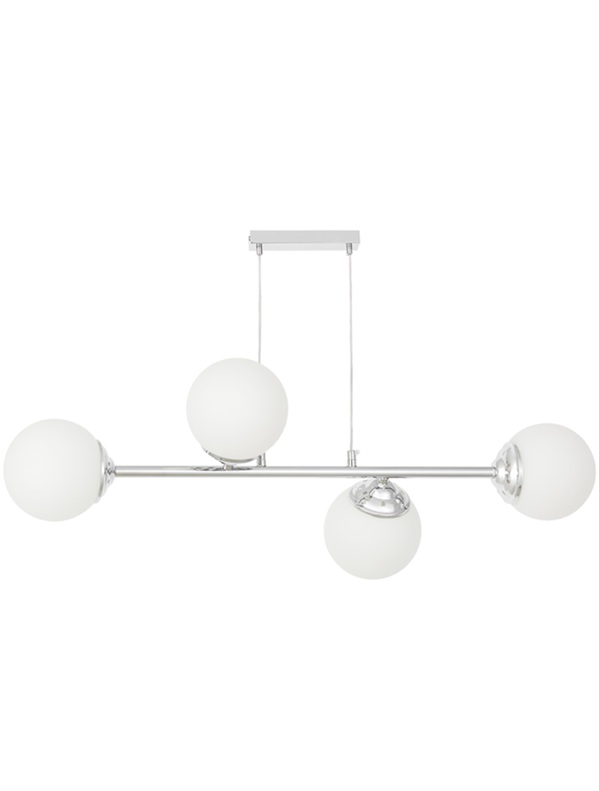 Lampadario moderno cromato con sfere bianche FINO W4