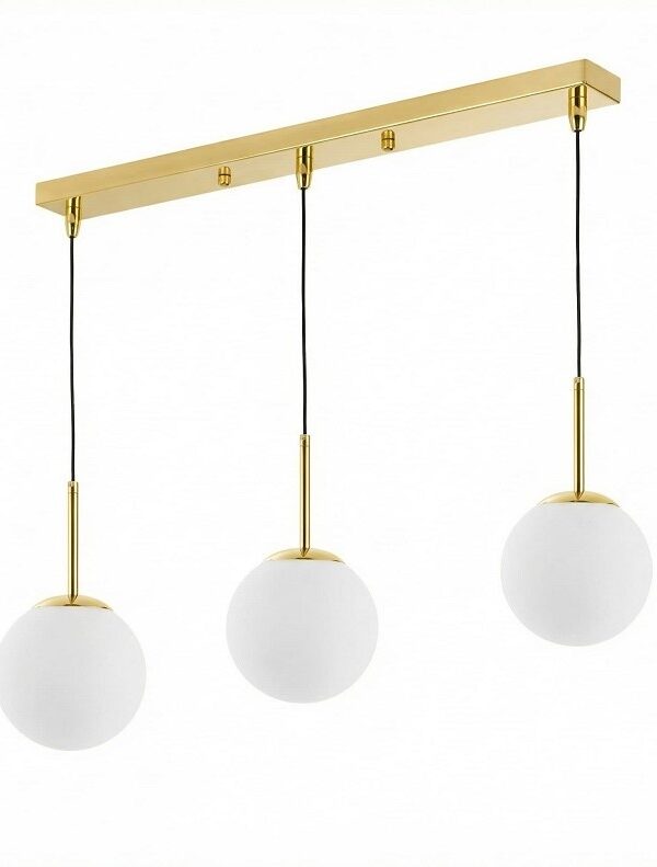 Lampadario oro 3 sfere vetro bianco FREDICA W3 PRO