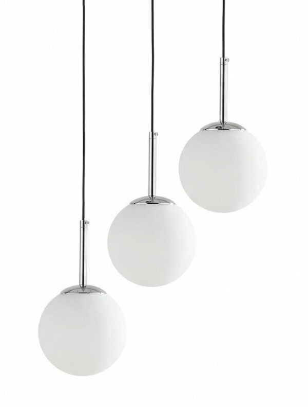 lampada a sospensione moderna cromo 3 sfere vetro