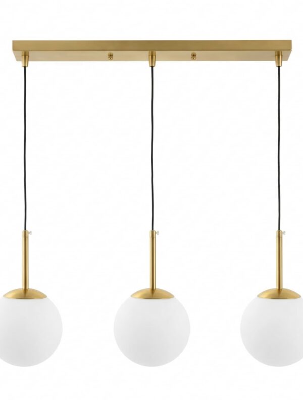 lampada a sospensione tre globi vetro ottone