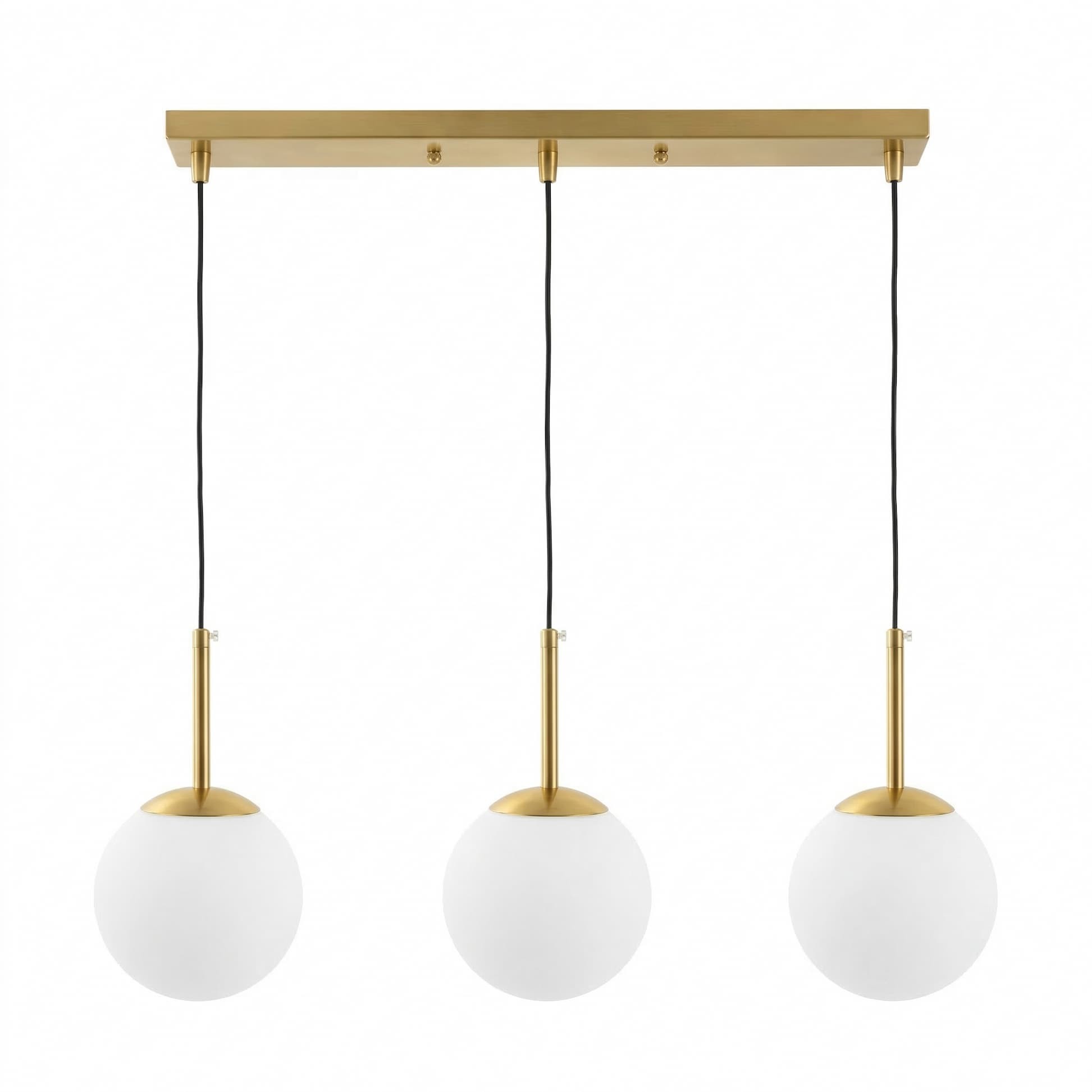 lampada a sospensione tre globi vetro ottone