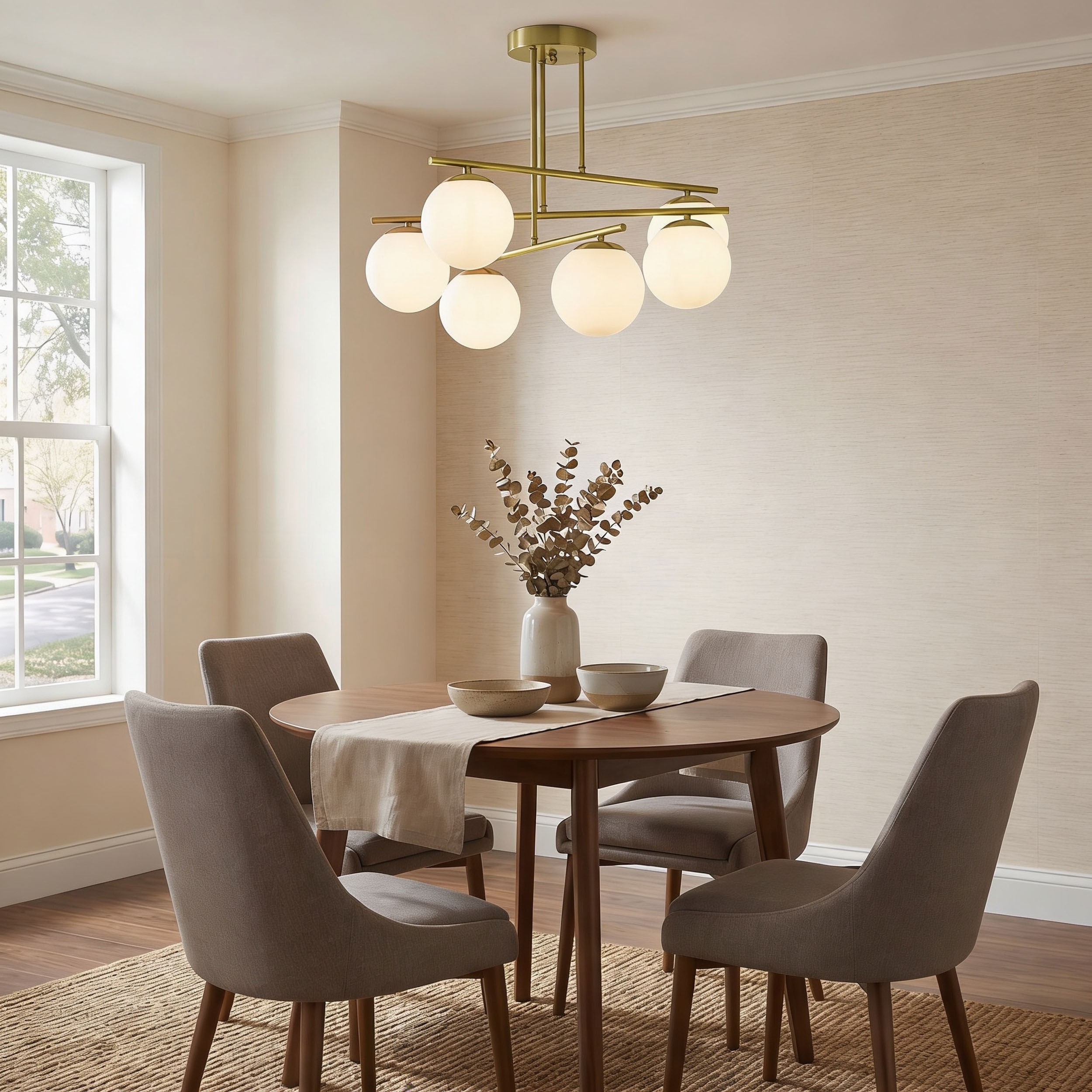 lampada soffitto ottone vetro bianco 6 luci