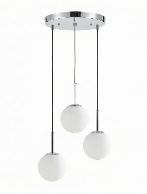 lampada sospensione cromata tre sfere fredica w3