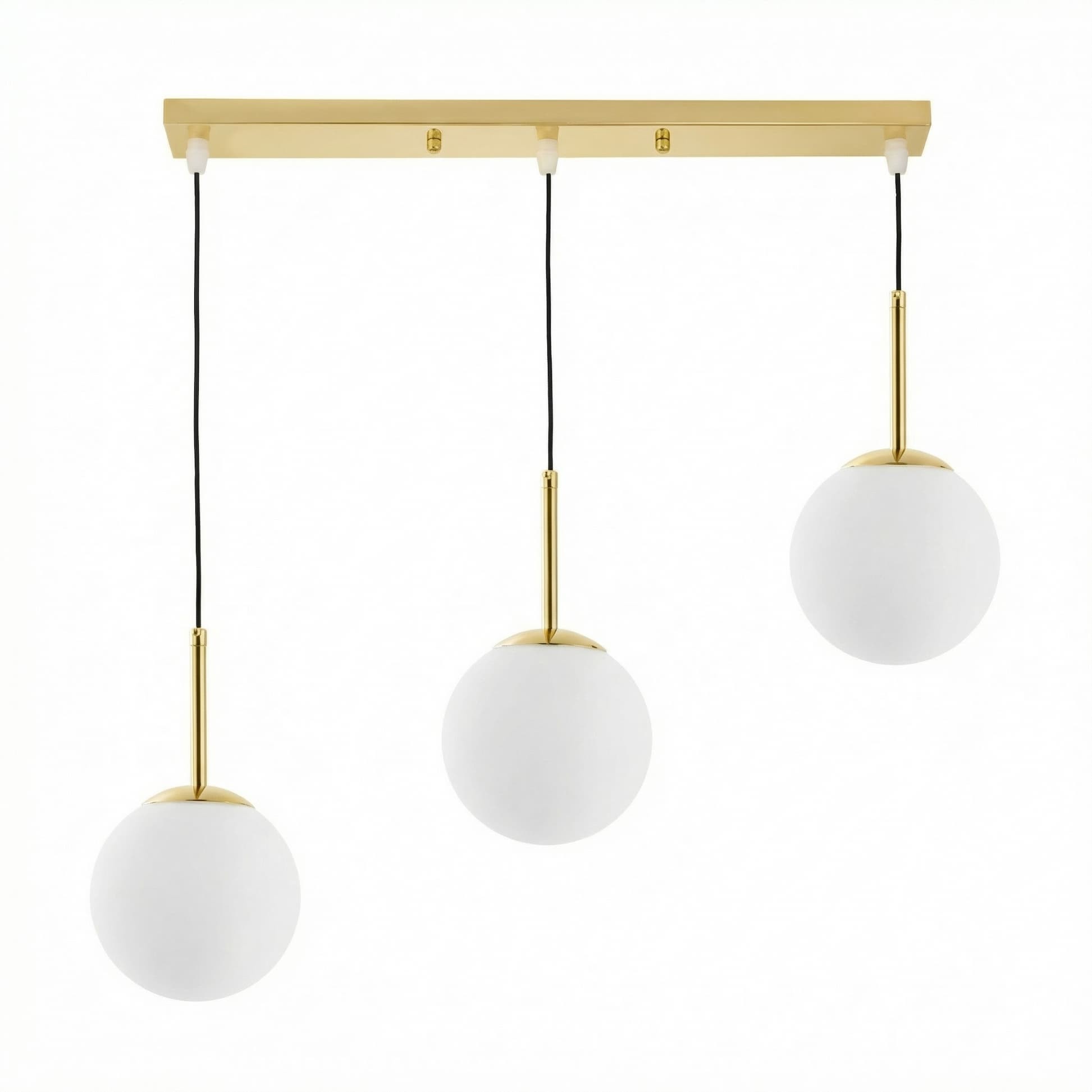 Lampadario oro 3 sfere vetro bianco FREDICA W3 PRO - immagine 2