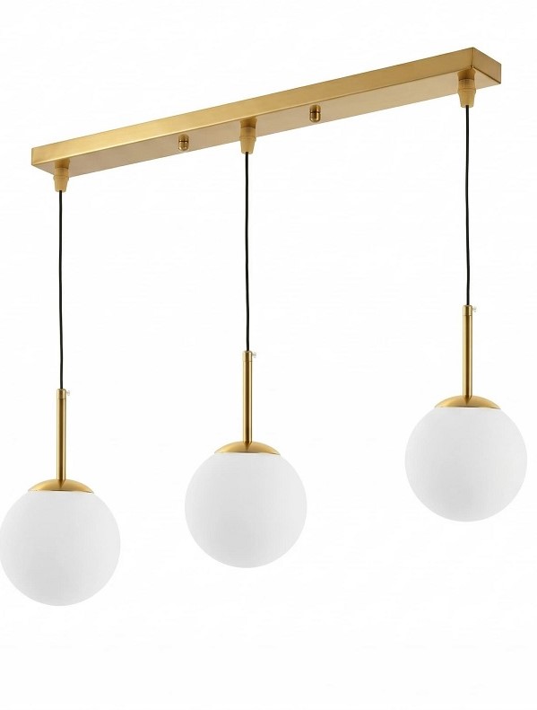 lampada tripla sospensione ottone vetro bianco FREDICA W3 PRO