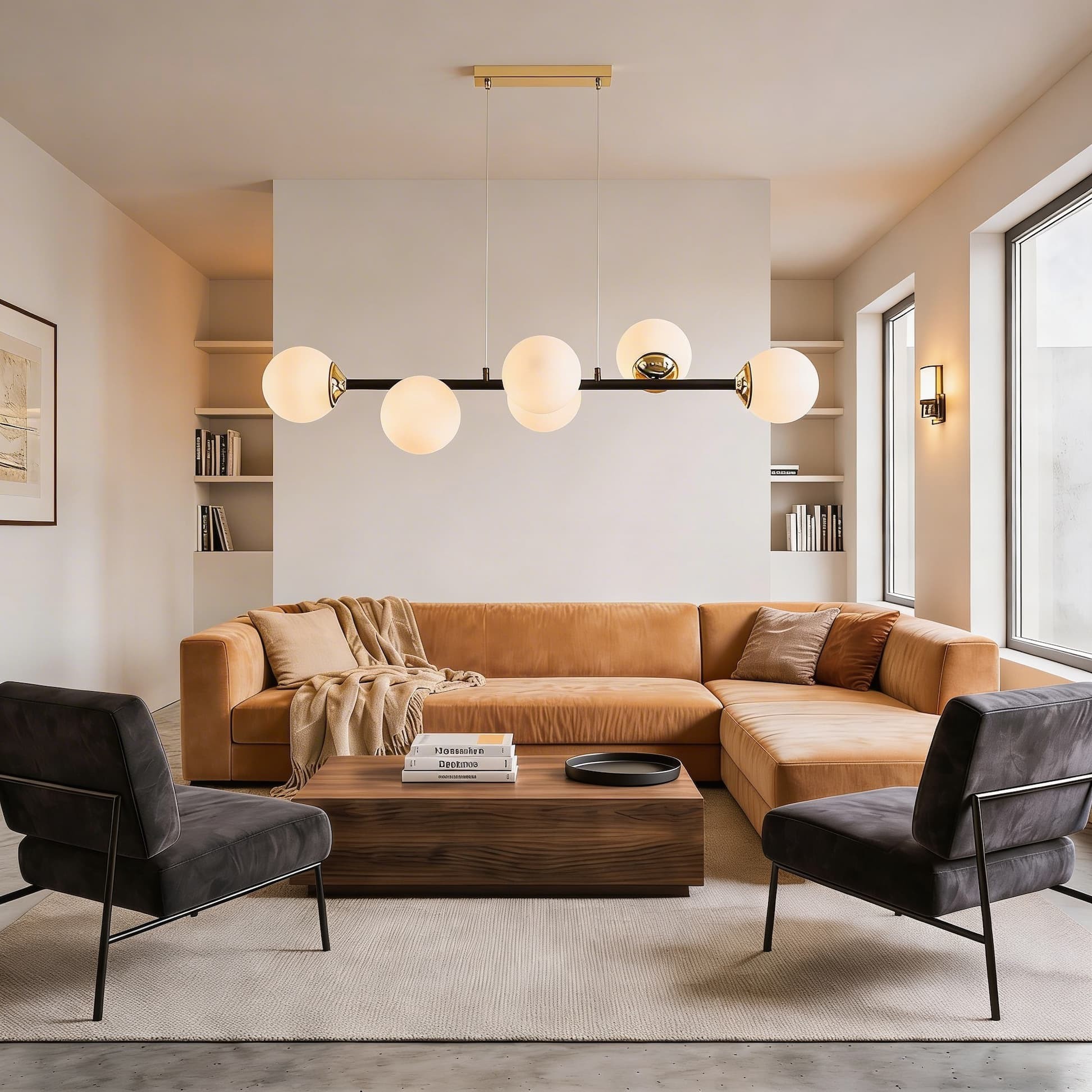 Lampadario a sfera moderno nero e oro FINO W6 - immagine 6