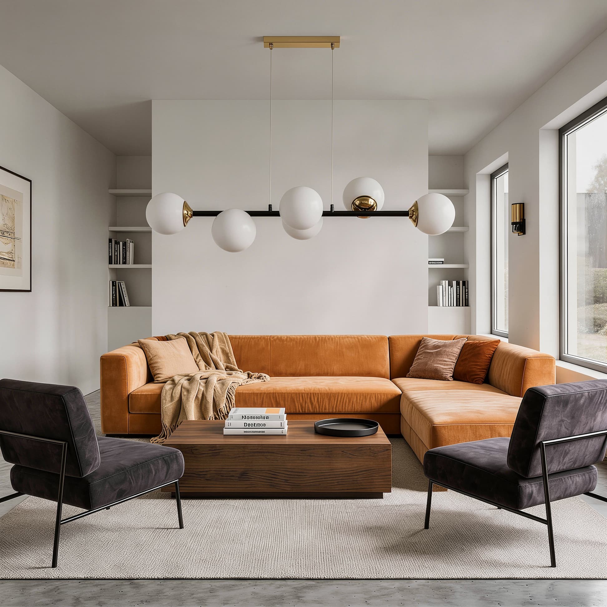 Lampadario a sfera moderno nero e oro FINO W6 - immagine 8