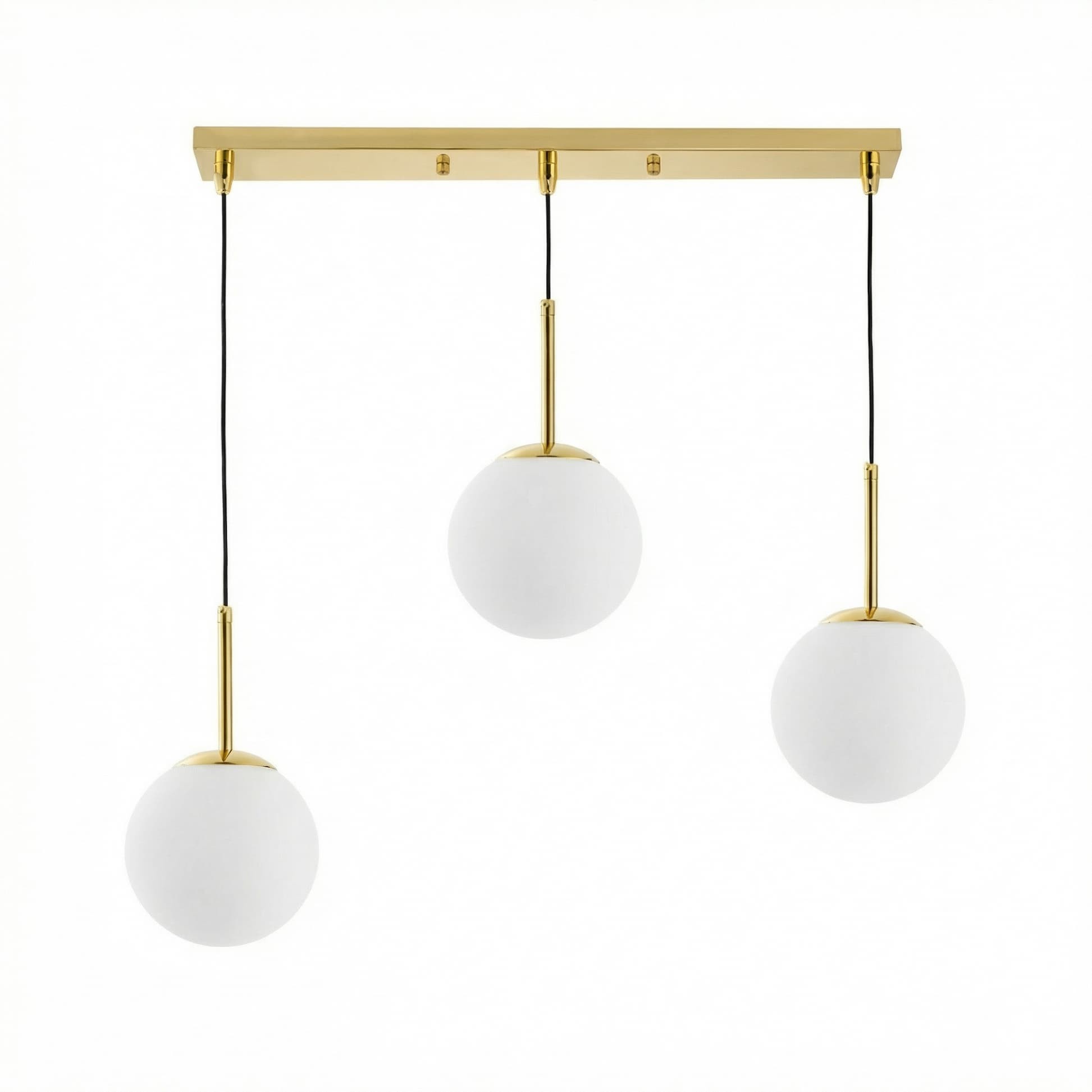 Lampadario oro 3 sfere vetro bianco FREDICA W3 PRO - immagine 3