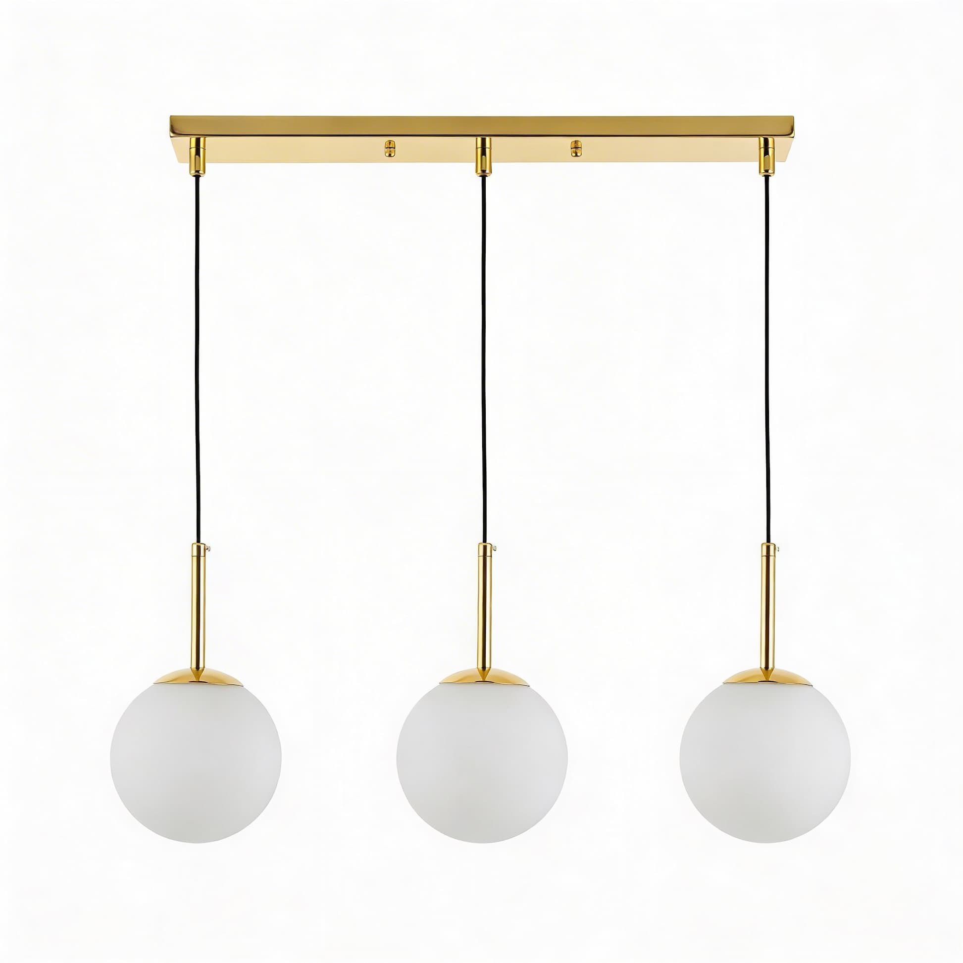 Lampadario oro 3 sfere vetro bianco FREDICA W3 PRO - immagine 4