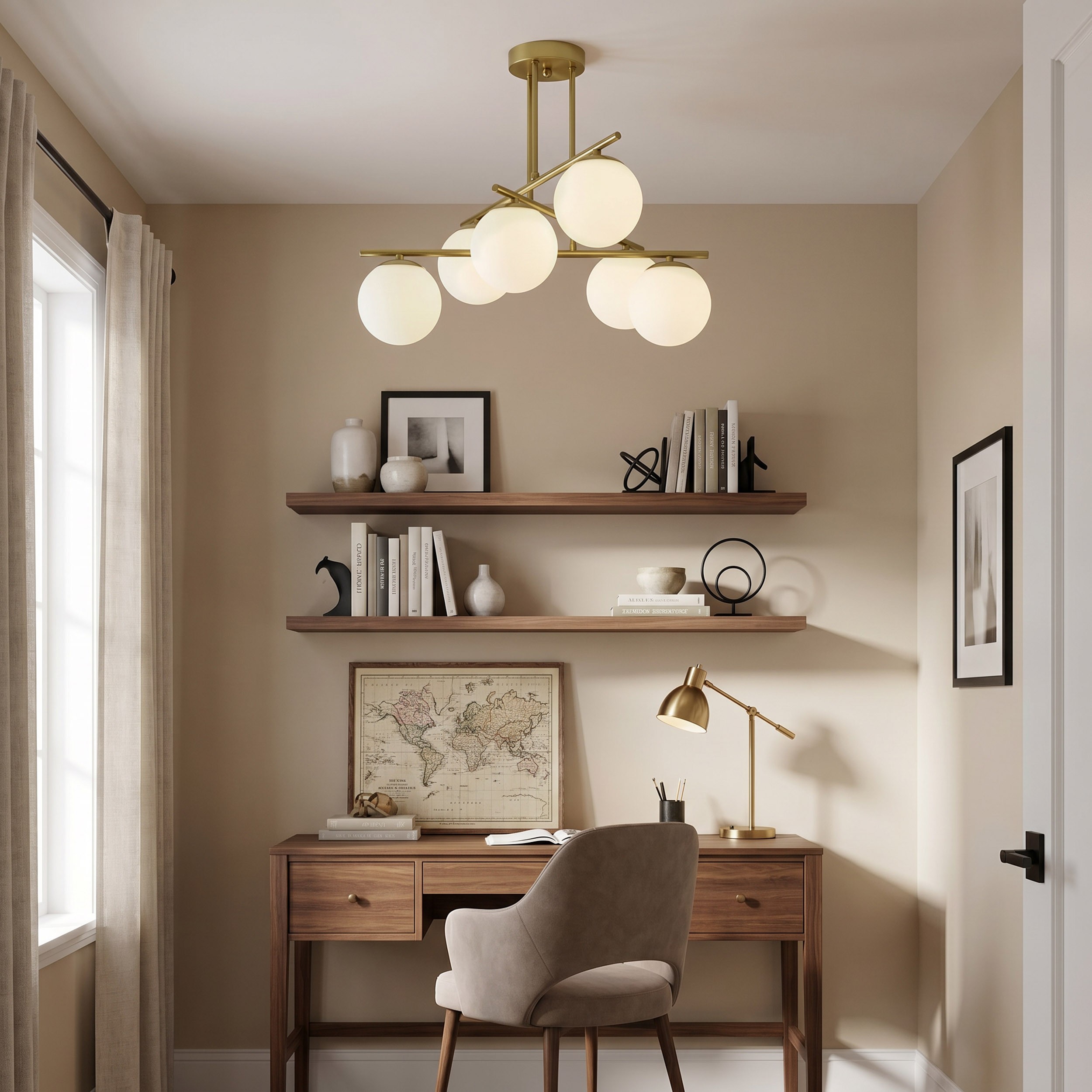 Plafoniera moderna ottone con 6 sfere LEDO W6 - immagine 9