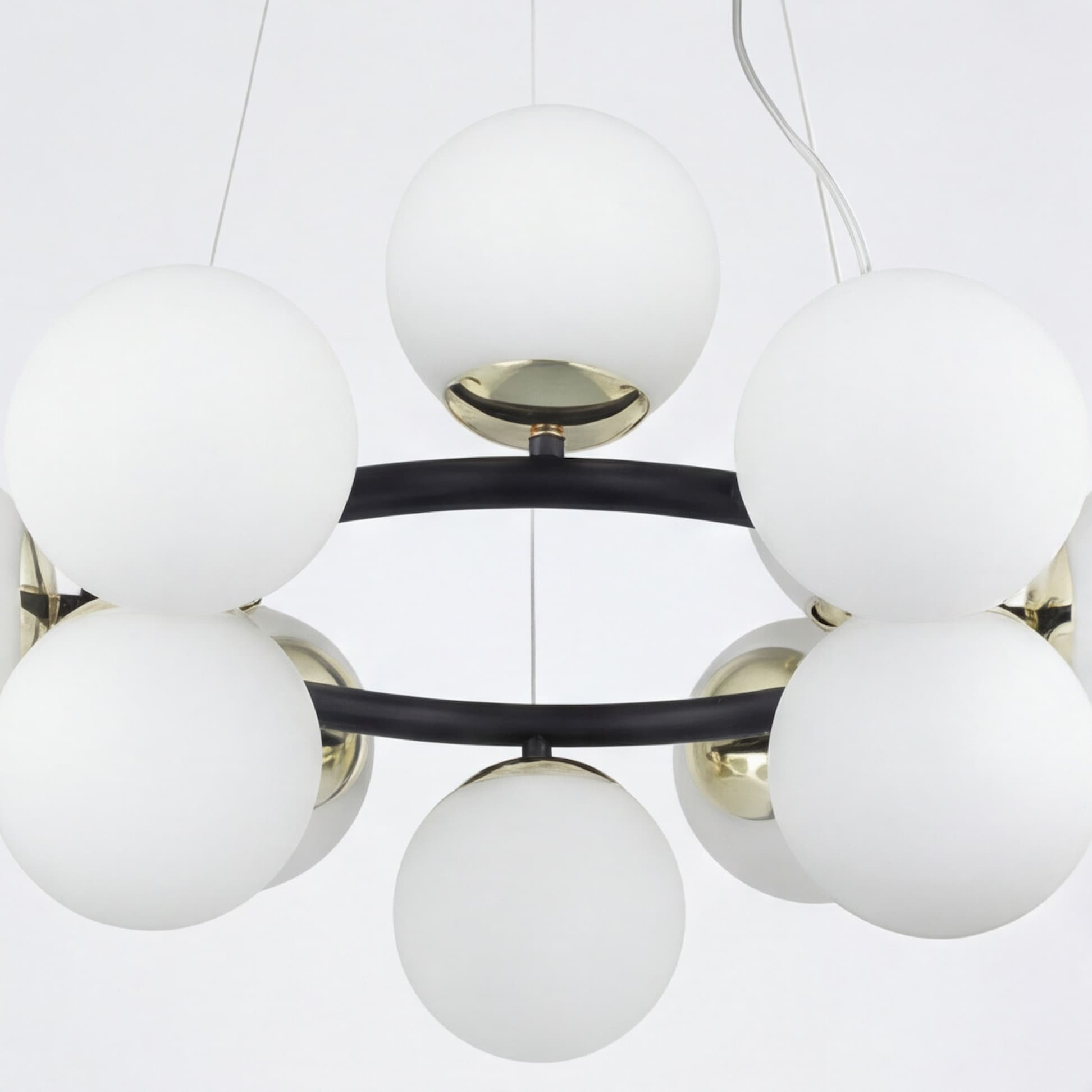 Lampada sospesa circolare nero e oro 12 luci
