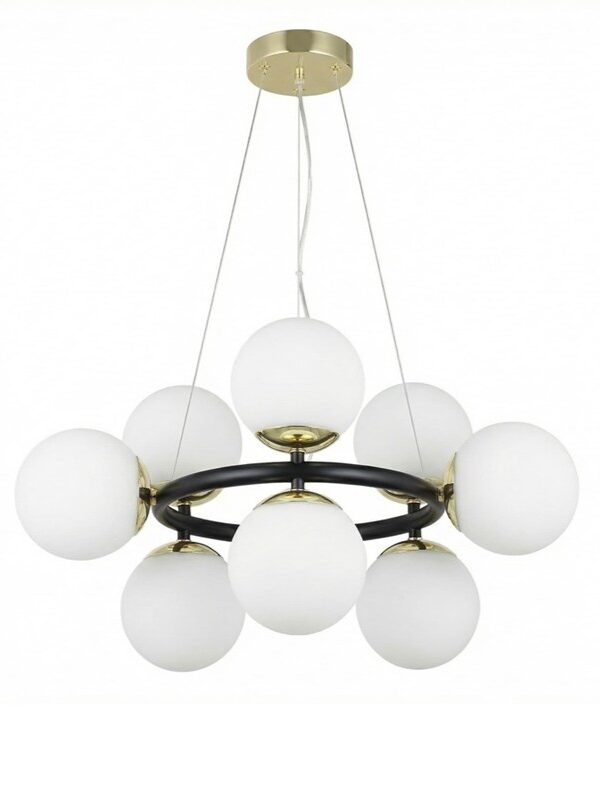 Lampadario orbitale nero e oro a 9 sfere LEDO W9