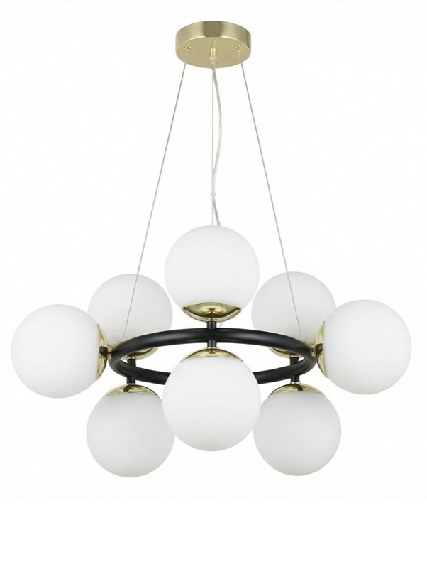 Lampadario orbitale nero e oro a 9 sfere LEDO W9