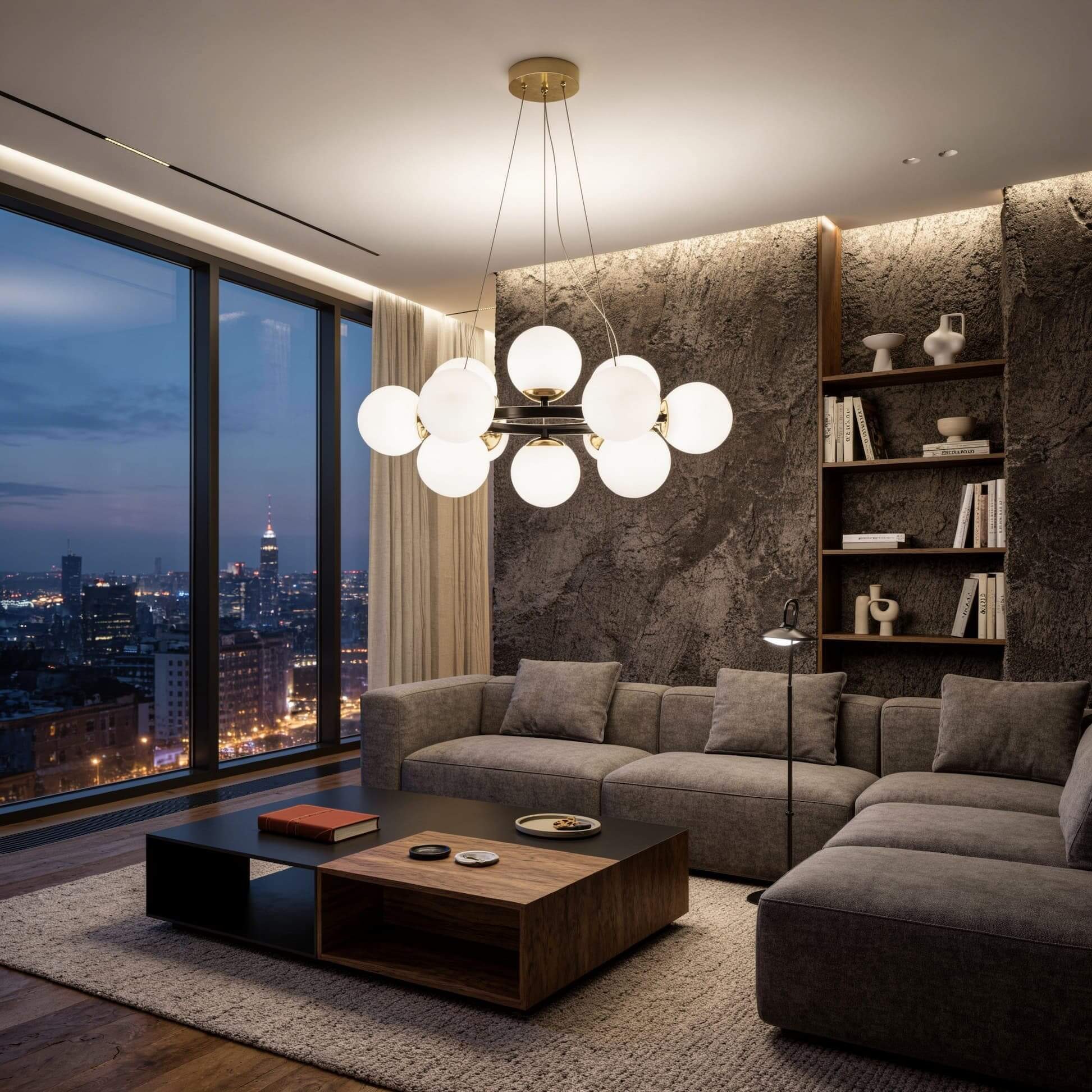 lampada design circolare nero oro LEDO W12
