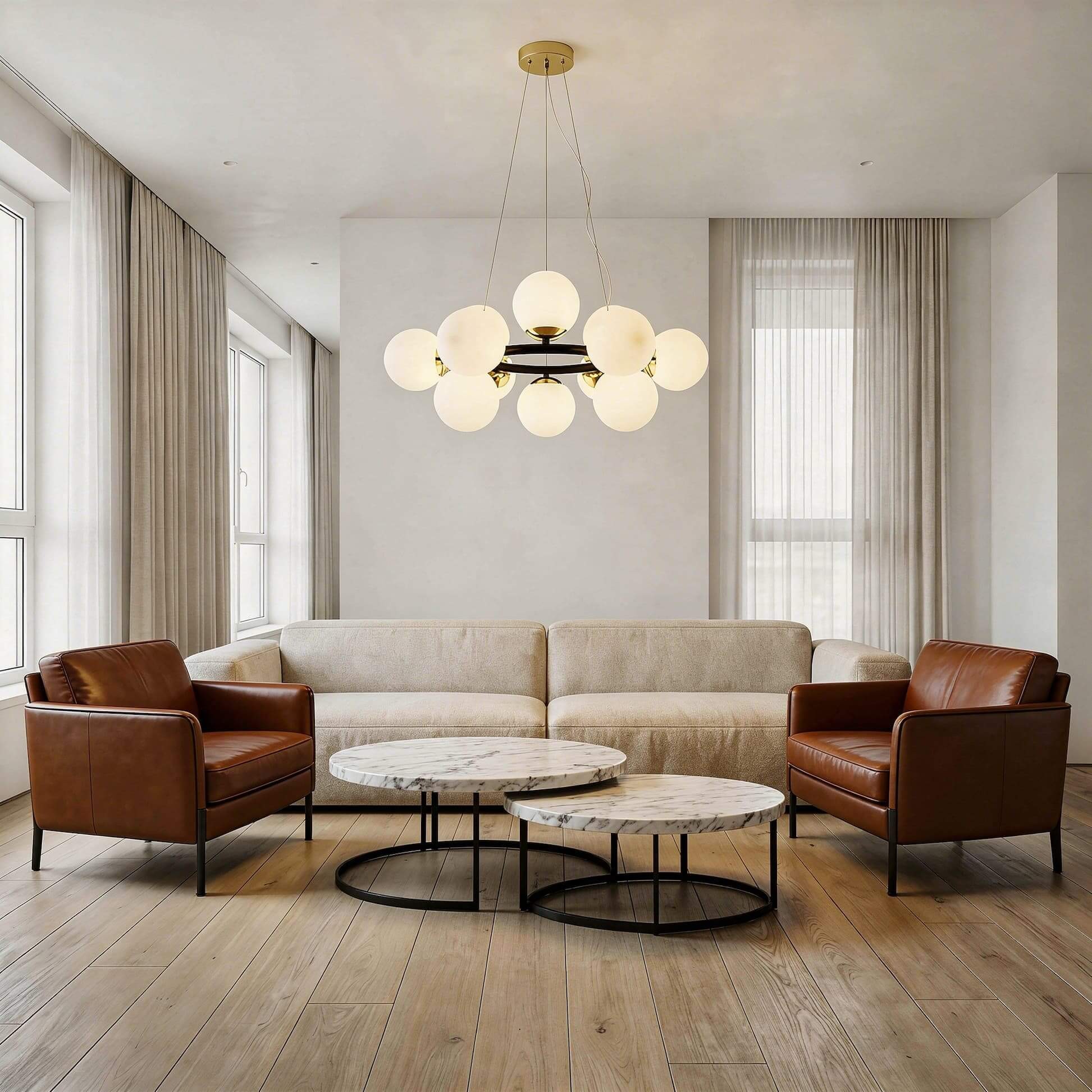 lampadario luxury nero e oro soggiorno