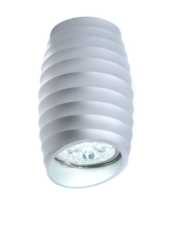 Faretto moderno rigato asimmetrico argento BORA R2